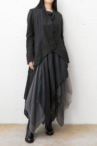 Marc le Bihan マルクルビアン ロングジレ シルク素材 MARC LE BIHAN/STRIPED FAUX CUL LONG JACKET (Femme) – boutiqueW