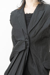 MARC LE BIHAN/Sleeveless Long Pleated Shirt Jacket