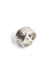 m.a+/AG538 Thick Silver Stitched Multipe Cross Ring
