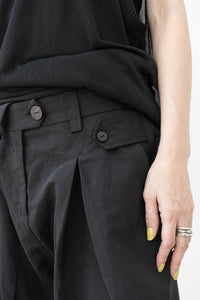 ISABEL BENENATO/Cotton and linen comfort pants with suspender