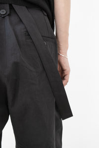 ISABEL BENENATO/Pantalon confort en coton et lin avec bretelles