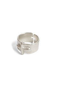 m.a+/AG18 Thick Silver Stitched Cross Ring